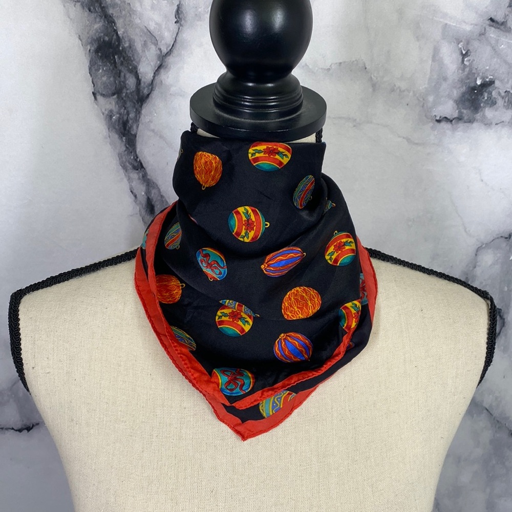 Christmas square scarf silky neckerchief ornament pattern